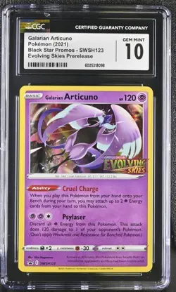 CGC 10 GALARIAN ARTICUNO - SWSH123 - Pokemon TCG Evolving Skies Prerelease Promo - Image 1