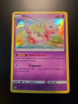 Pokemon Mew 76/214 Sun & Moon Unbroken Bonds Rare Holo Lp - Image 1