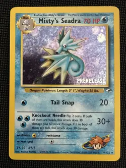 Misty's Seadra 9/132 Gym Heroes Holo Prerelease Pokemon Card LP - Image 1