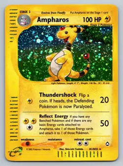 Pokemon TCG Ampharos Holo Rare Vintage H1/H32 Aquapolis LP - Image 1