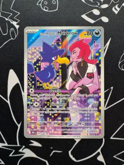 Team Rocket's Murkrow 200/182 Pokemon TCG Destined Rivals Illustration Rare - Image 1