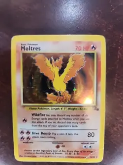 Moltres Fossil Holo Pokemon Card WOTC - Image 2