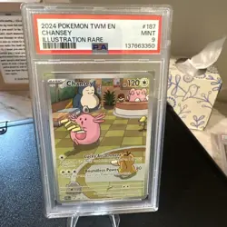 Chansey Twilight Masquerade #187/167 Illustration Rare Pokemon PSA 9 MINT 2024 - Image 1