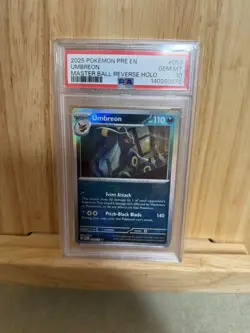 2025 POKEMON PRE EN-PRISMATIC EVOLUTIONS MASTER BALL REVERSE HOLO UMBREON PSA 10 - Image 1