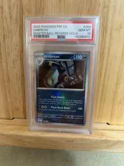 2025 POKEMON PRE EN-PRISMATIC EVOLUTIONS MASTER BALL REVERSE HOLO UMBREON PSA 10 - Image 5
