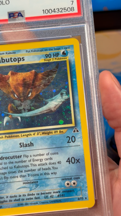 SWIRL! 1st Edition Kabutops 6/75 Neo Discovery Holo Pokemon Card PSA 7 - Image 2