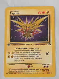 1st Edition ZAPDOS First Edition 1999 Fossil Pokemon Non Holo Rare Card #30/62 - Image 1