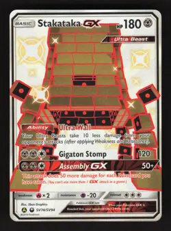 Stakataka GX SV74/SV94 Pokemon Hidden Fates Holo Full Art Card - Image 1