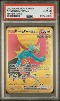 Pokemon TCG Roaring Moon EX Paradox Rift Hyper Rare Gold Card 262/182 PSA 10 - Image 1