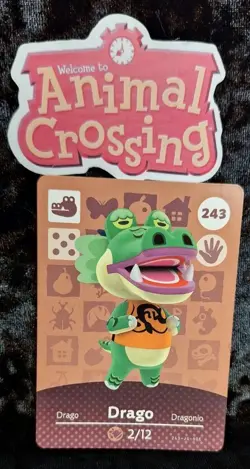 Animal Crossing Nintendo Amiibo Card Drago #243 Regular Card Stock Authentic - Image 1