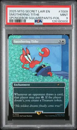 2025 MTG SECRET LAIR DROP SPONGEBOB SQUAREPANTS-FOIL SMOTHERING TITHE PSA 9 - Image 1
