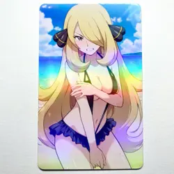 Pokemon Trainer Cynthia Sexy Doujin Waifu Girl Anime Art Goddess Card - Image 1