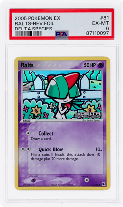 2005 Pokemon Ex Delta Species Ralts Reverse Holo #81 PSA 6 - Image 1