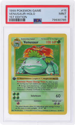 1999 Pokemon Base Set Venusaur 1st Edition Holo #15 PSA 9 - Image 1