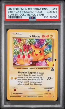Pokemon Birthday Pikachu Holo Promo 24/53 PSA 10 Celebrations Classic Collection - Image 1