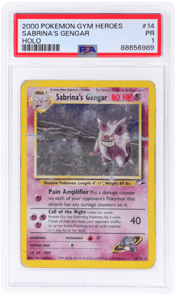 2000 Pokemon Gym Heroes Sabrina's Gengar Holo #14 PSA 1 - Image 1