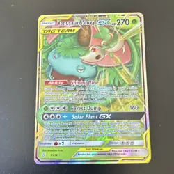 Pokemon Venusaur & Snivy GX 1/236 Sm-Cosmic Eclipse Holo 270HP TAG TEAM - Image 1
