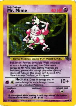 Pokemon TCG Mr. Mime Jungle 6/64 Holo Unlimited Holo Rare MP/HP - Image 1