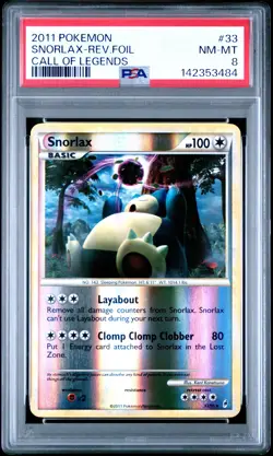 Pokemon TCG Pokemon Call Of Legends Snorlax-Rev.Foil 33 NM PSA 8 - Image 1