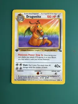 Pokemon Dragonite Non Holo Fossil 1st Edition Rare 19/62 NM - Image 1