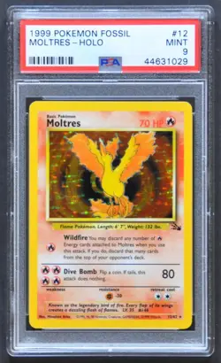 Moltres #12/62 Fossil 1999 Holo PSA 9 Mint Pokemon - Image 1