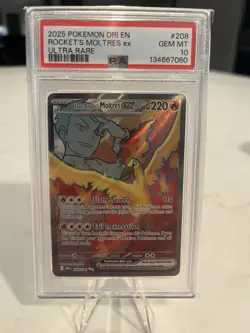 Team Rocket's Moltres EX 208/182 Ultra Rare Pokemon PSA 10 - Image 1
