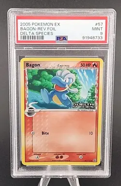PSA 9 Mint 2005 Pokemon EX Delta Species #57 Bagon Reverse Holo Foil - Image 1
