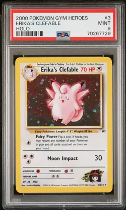 2000 Pokemon Gym Heroes Erika's Clefable Holo PSA 9 #3 - Image 1