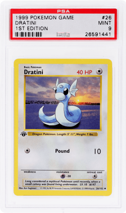 1999 Pokemon Base Set Dratini 1st Edition #26 PSA 9 - Image 1