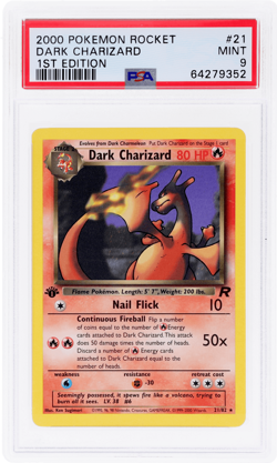 2000 Pokemon Team Rocket Dark Charizard 1st Edition #21 PSA 9 - Image 1
