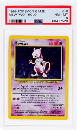 1999 Pokemon Base Set Mewtwo Holo #10 PSA 8 - Image 1