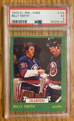 1973 O-Pee-Chee OPC BILLY SMITH New York Islanders Rookie RC card 142 PSA 5 - Image 1
