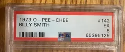 1973 O-Pee-Chee OPC BILLY SMITH New York Islanders Rookie RC card 142 PSA 5 - Image 3