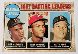 1968 BATTING LEADERS OPC O-PEE-CHEE CLEMENTE GONZALEZ ALOU # 1 MLB BASEBALL CARD - Image 1