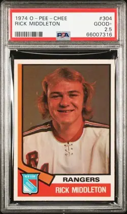 1974-75 O-PEE-CHEE HOCKEY 🔥 #304 RICK MIDDLETON NEW YORK RANGERS ROOKIE (EX) RC - Image 1