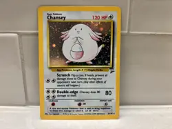 Pokemon Chansey 3/130 Base Set 2 Vintage Holo Rare English Pokemon Card NM - Image 1