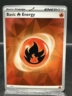 2025 Pokemon TCG Fire Energy 010 Prismatic Evolutions Cracked Ice Holo Card NM+ - Image 1