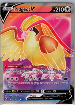 Pokemon Card TCG - Pidgeot V 188/196 Ultra Rare Full Art Lost Origin LP - Image 1