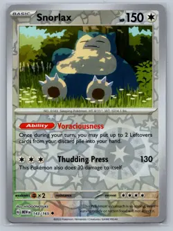 Snorlax SV: Scarlet & Violet 151 #143/165 Uncommon Reverse Holo Pokemon Card - Image 1