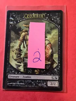 2011 Magic The Gathering Magic 2012 Tokens #3 Zombie, C, NF, Blk, cd2 - Image 3