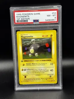 Pokemon Magnemite Base Set Shadowless 1st Edition #53 PSA 8 - Image 1