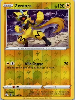 Pokemon Zeraora SWSH08: Fusion Strike 102/264 Near Mint NM Reverse Holo - Image 1