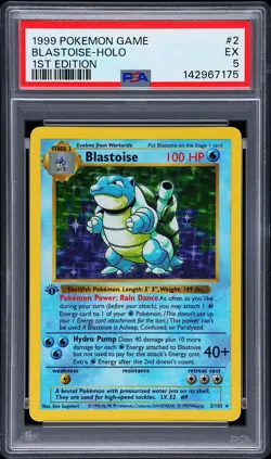 1999 POKEMON GAME 1ST ED #2 BLASTOISE-HOLO PSA 5 - Image 1