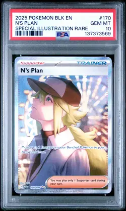2025 POKEMON BLK EN-BLACK BOLT SPECIAL ILLUSTRATION RARE #170 N'S PLAN PSA 10 - Image 1