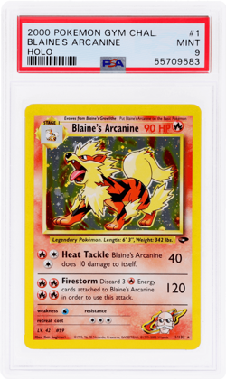 2000 Pokemon Gym Challenge Blaine's Arcanine Holo #1 PSA 9 - Image 1