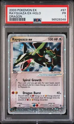 2003 Pokemon EX Dragon #97 Rayquaza EX Holo PSA 1 - Image 1