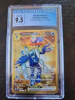 CGC 9.5 MINT Old Label 2023 Pokemon TCG Paldea Evolved Quaquaval EX Gold 273 - Image 1