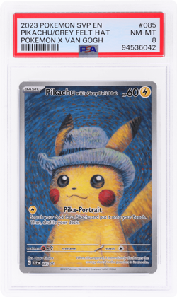 2023 Pokemon Promo Pikachu With Grey Felt Hat Pokemon X Van Gogh #085 PSA 8 - Image 1