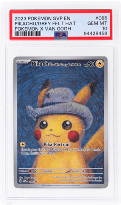 2023 Pokemon Promo Pikachu With Grey Felt Hat Pokemon X Van Gogh #085 PSA 10 - Image 1