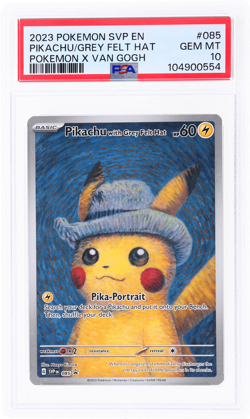 2023 Pokemon Black Star Promo Pikachu With Grey Felt Hat X Van Gogh #085 PSA 10 - Image 1